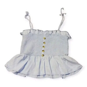 HARPER HERITAGE Blue Cropped Smocked Tie Tank Ruffle Women's Size XS